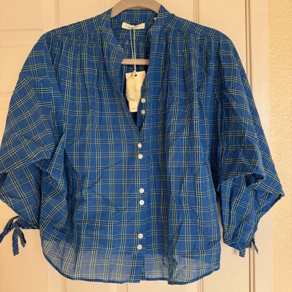 NWT DOEN O'Keeffe Top in Park Lane Plaid XS - Picture 12 of 13